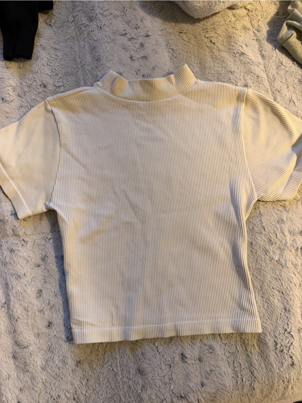 Ribbed Cream Mock Neck Crop Top